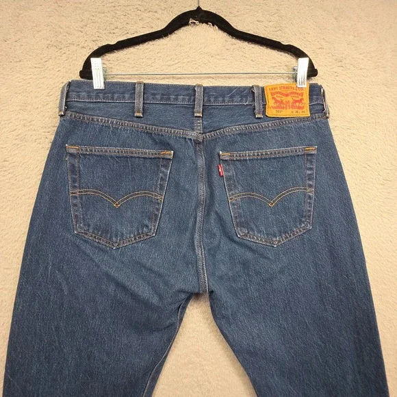 Levis 501 Jeans Mens 38x32 Blue Original Fit Button Fly Medium Wash Denim 35x29
